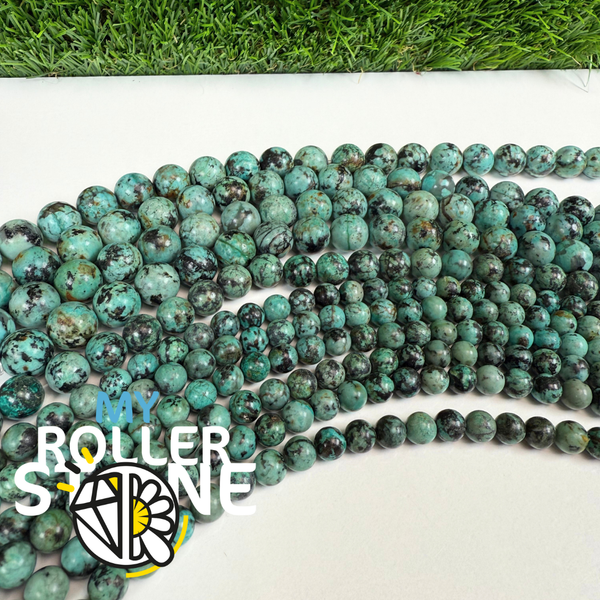 Perles Rondes En Turquoise D'Afrique 6mm - Pierres Naturelles Pour Bijoux - Lithothérapie