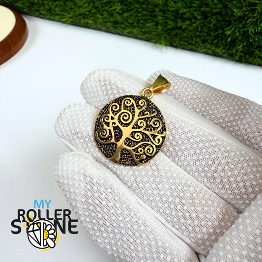 Arbre de vie en pendentif acier inoxydable Dorée