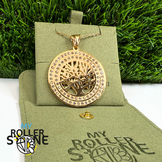 Arbre de vie pendentif acier inoxydable et strass