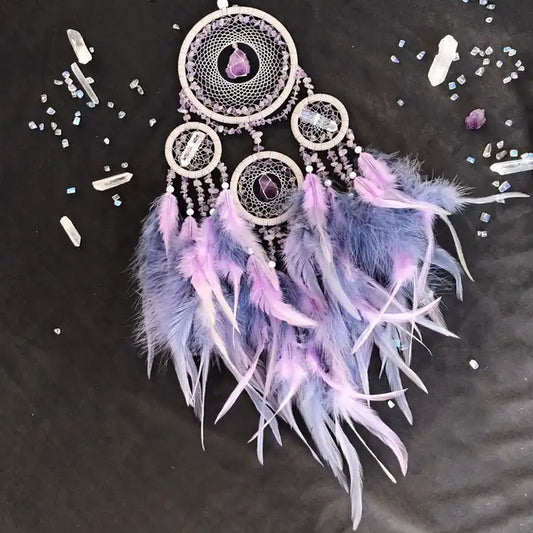 Attrape Rêve Améthyste et Cristal de Roche - Perles