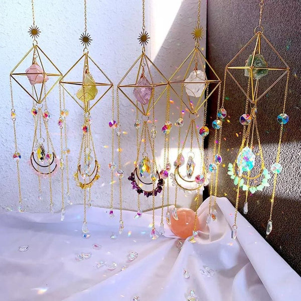 6 Paires De Breloques En Cristal Améthyste – Attrape-soleil Pour Fenêtre – Crochets Plaqué Or 18 Carats - 6
