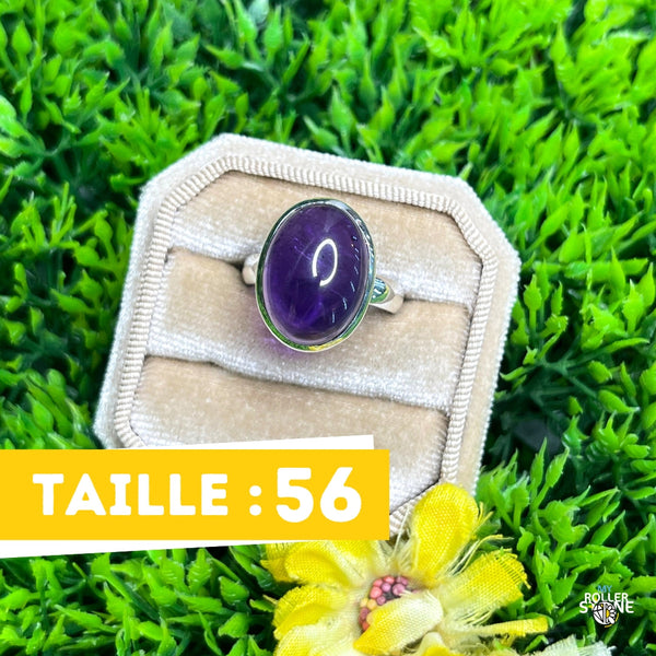BAGUE En Argent 925 Serti D'une AMÉTHYSTE - Modèle BA-AR-27, Taille 61 (Neuve Avec étiquettes)