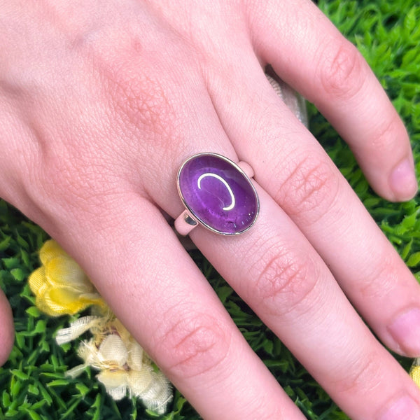 Bague En Argent 925 Avec Améthyste Verte Naturelle - Taille 4 à 16, Femme