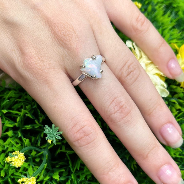 Bague En Argent 925 Et Or 24 Carats Avec Opale D'Éthiopie – Taille 50, Style Floral, Pierre Naturelle Orange