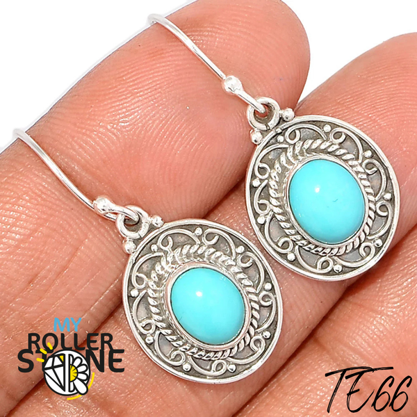 Orecchini A Cerchio In Argento Sterling Con Turchese Kingman Blu – Fatti A Mano In India, Marut Creations