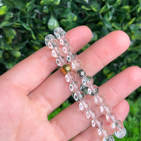 Bracelet Perles Quartz Et Cristal De Roche - Fait Main Sur Mesure - Neuf Sans Emballage