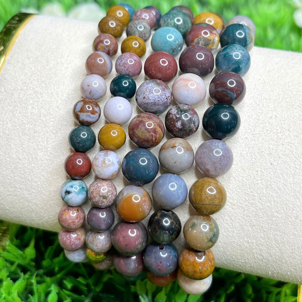 Bracelet Pierres Naturelles Sur Mesure – Jaspe Unakite Et Pierre De Lave – Fait Main