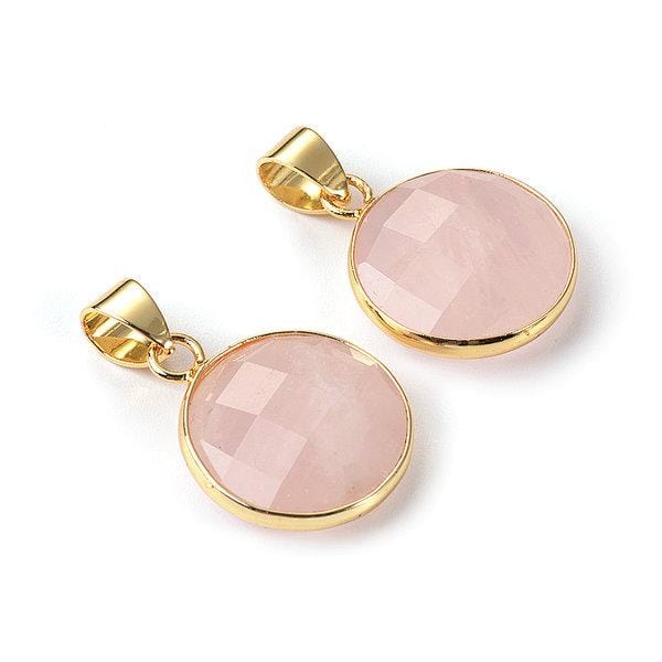Pendentif Quartz Rose Forme Ronde - Pierre Naturelle Percée