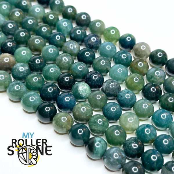 Perles De Pierre D'agate Mousse Verte, Perles De Pierres Précieuses