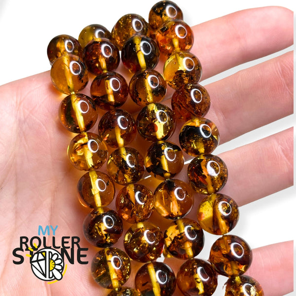 Collier Vintage Perles D'ambre Baltique Miel - Perles épaisses 24 Mm, 306 Grammes, état Excellent - Pologne