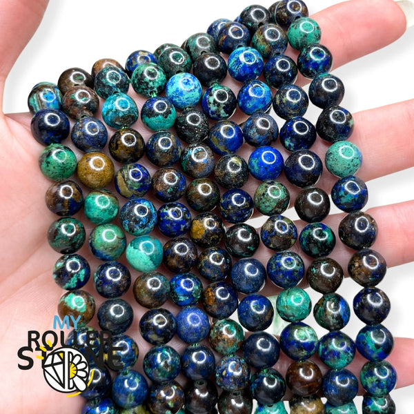 10 Perles Chrysocolle Boules 4mm - Pierre Naturelle - DIY Bijoux - EAN 4558550037596