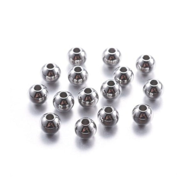 20 Perles Rondes En Acier Inoxydable 8mm - Trou 3,5mm - Noir - Pour Bijoux DIY