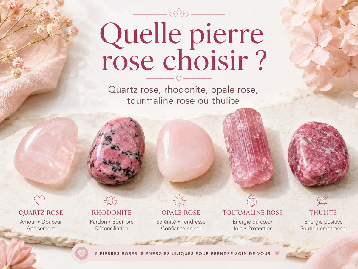 Quelle pierre rose choisir ? Quartz rose, rhodonite, opale rose, tourmaline rose ou thulite