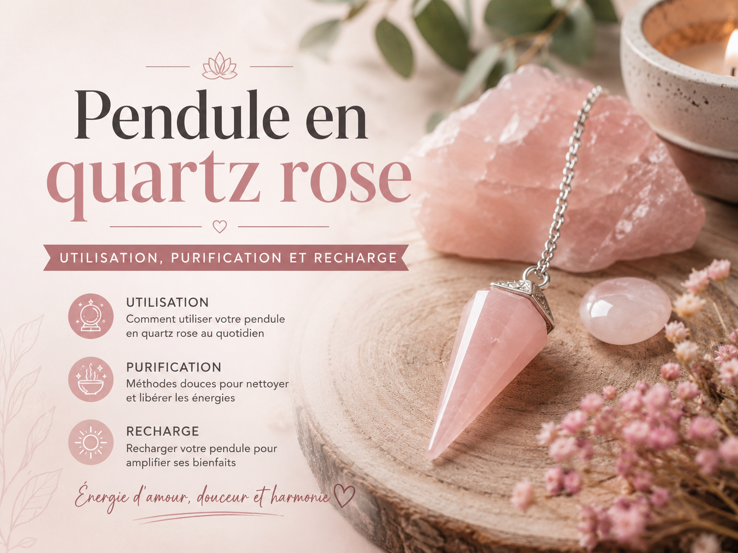 Pendule en quartz rose : utilisation, purification et recharge