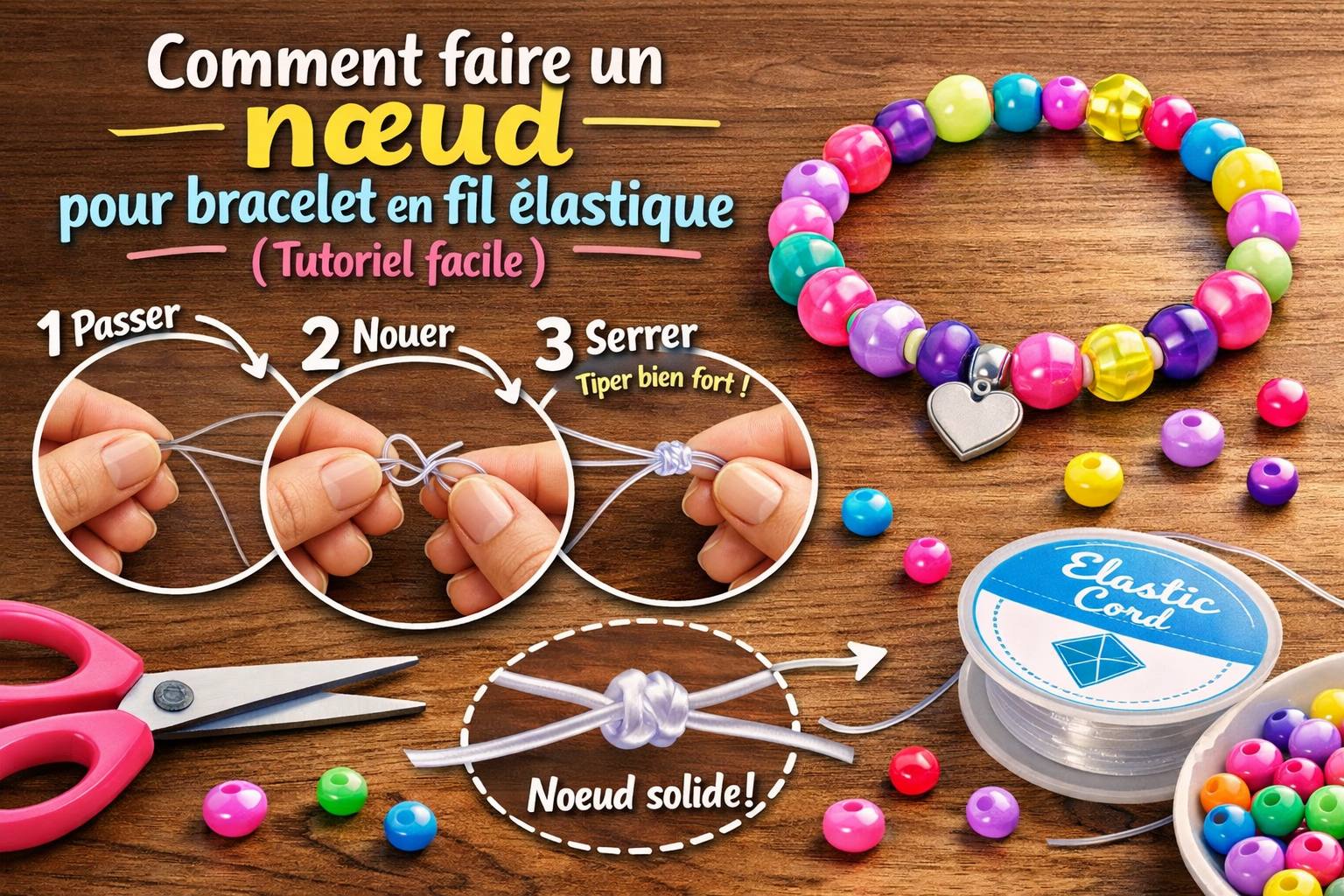 Comment faire un noeud bracelet fil elastique