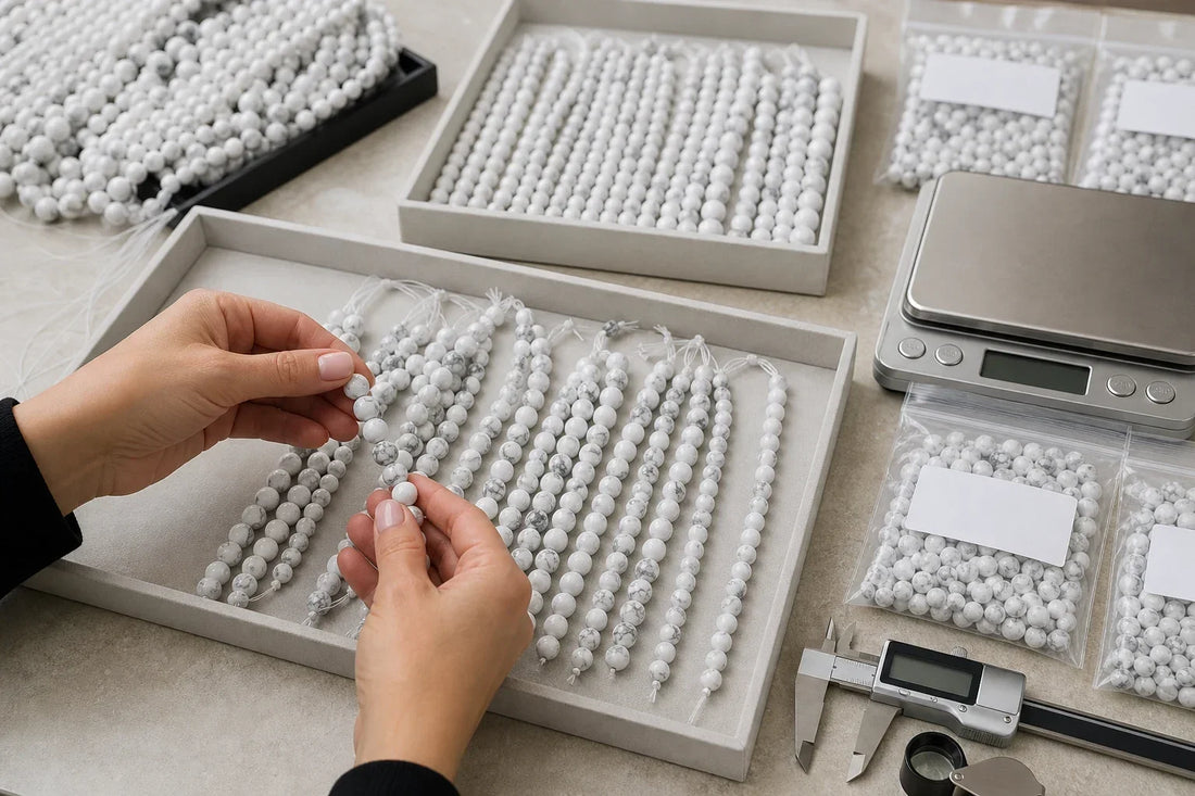 Contrôle professionnel de lots de perles de howlite en gros