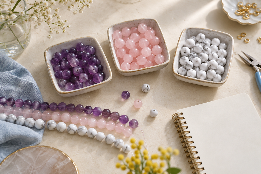 Comparer les lots de perles naturelles dans un atelier
