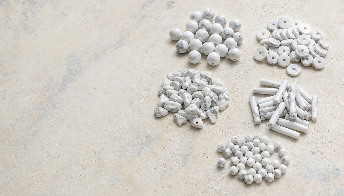 Perles de howlite rondes, heishi, chips, tubes et facettées