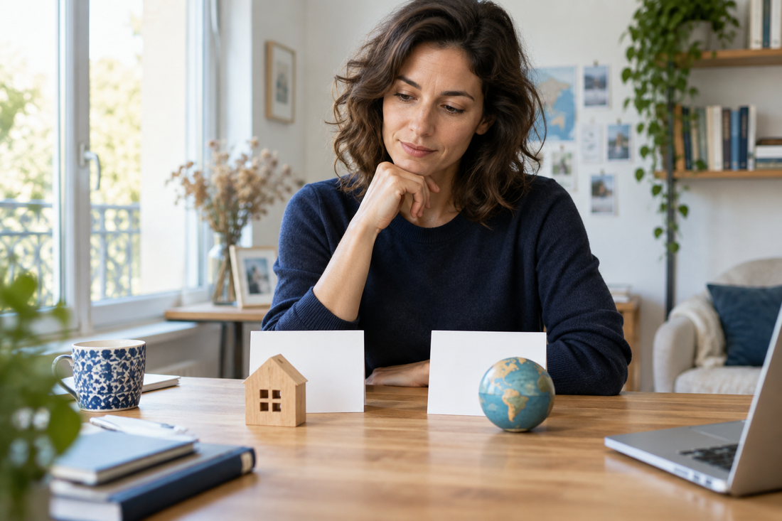 Personne comparant deux options avant une décision