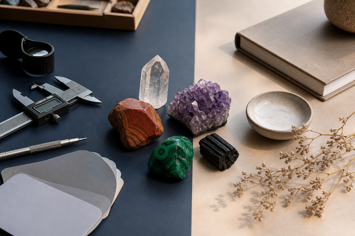 Pierres naturelles entre instruments de gemmologie et objets de réflexion personnelle