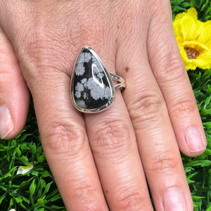 Bague argent et Obsidienne