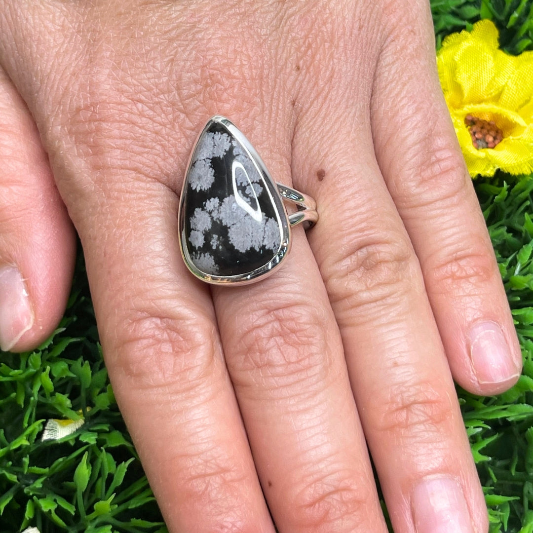 Bague argent et Obsidienne