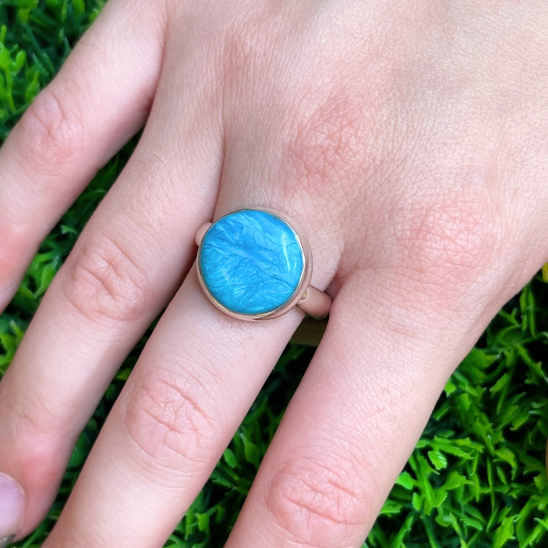 Bague Opale bleue du Pérou