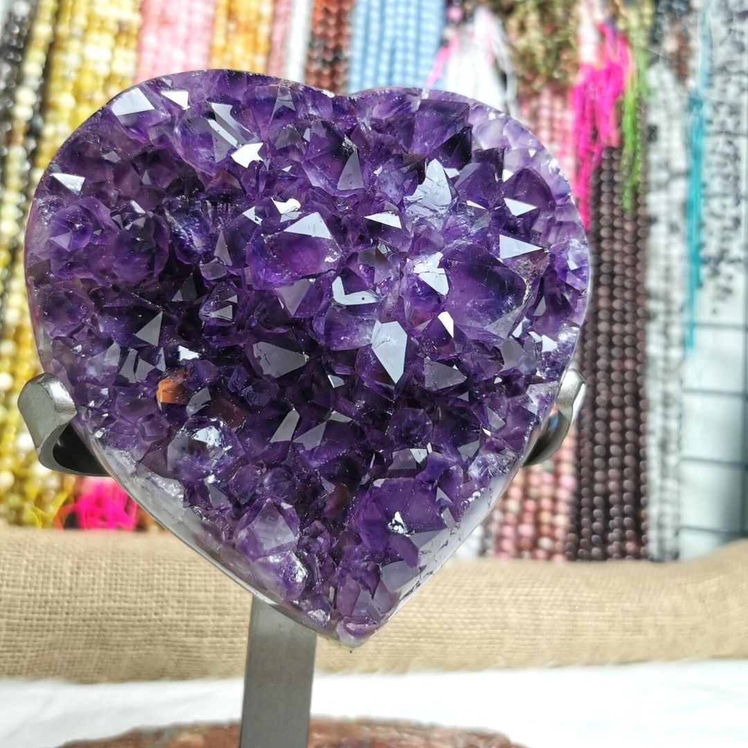 Géode Coeur amethyste