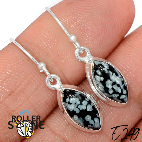 Boucles d’oreilles argent et obsidienne