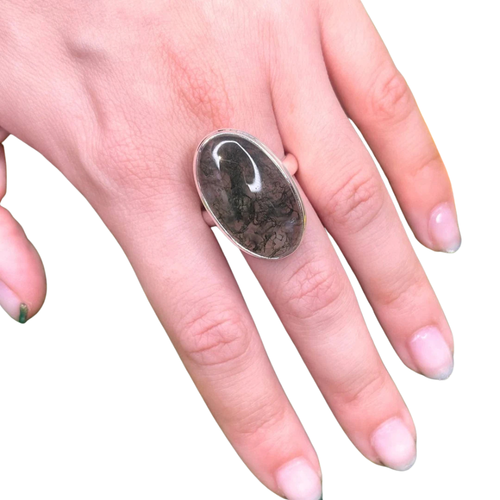 Bagues en argent et Agate Mousse