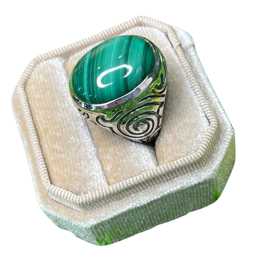 Bagues en argent et Malachite