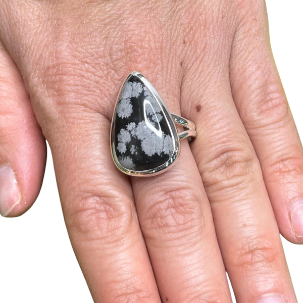 Bagues en argent et Obsidienne