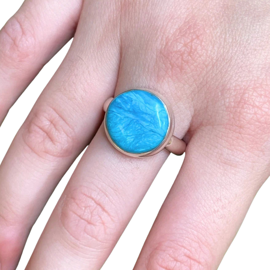 Bagues en argent et Opale bleue du Pérou