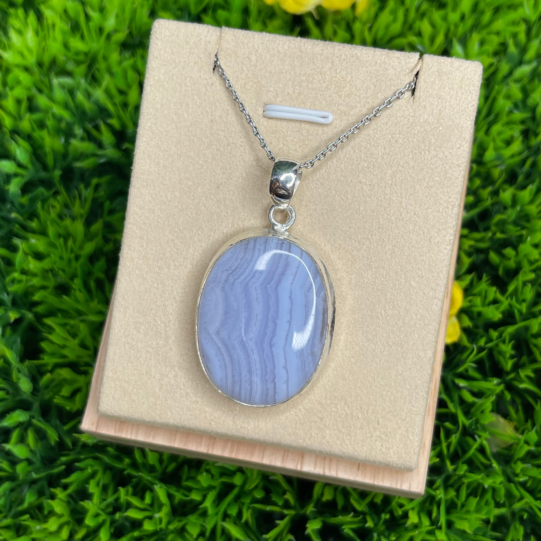 Pendentif Calcédoine Bleue