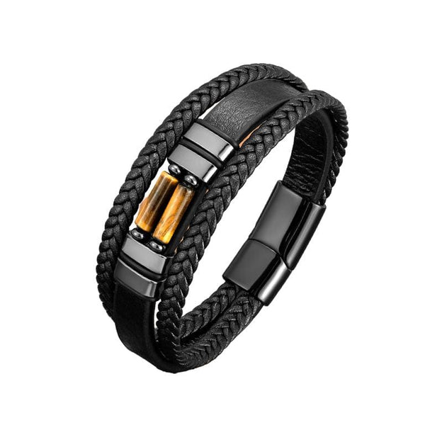 Bracelets pour hommes en pierres naturelles et cuir