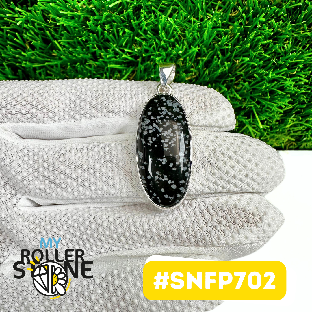 Pendentif Obsidienne Flocon de neige Argent 925 (SNFP702)