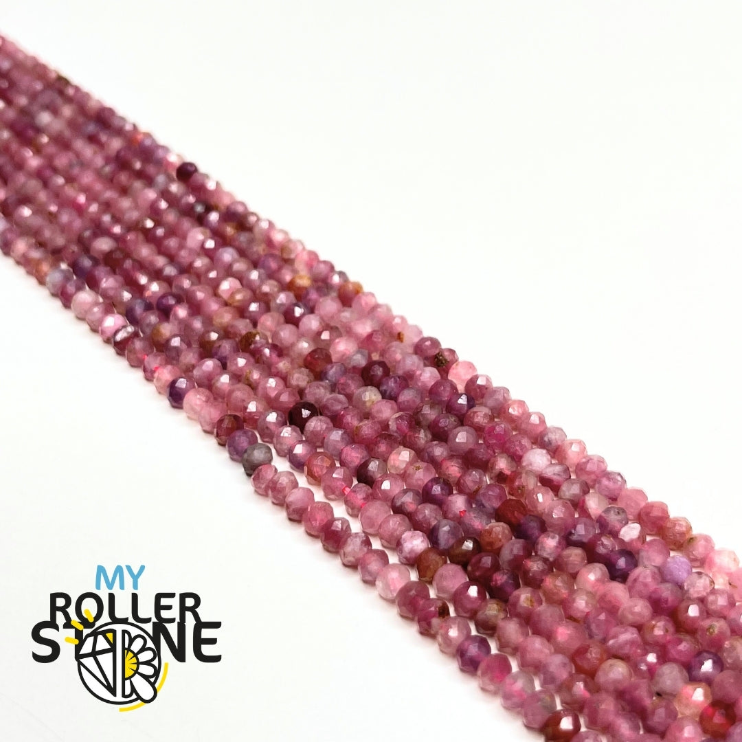 Perle Rondelle Facettée Tourmaline rose 2X3 MM