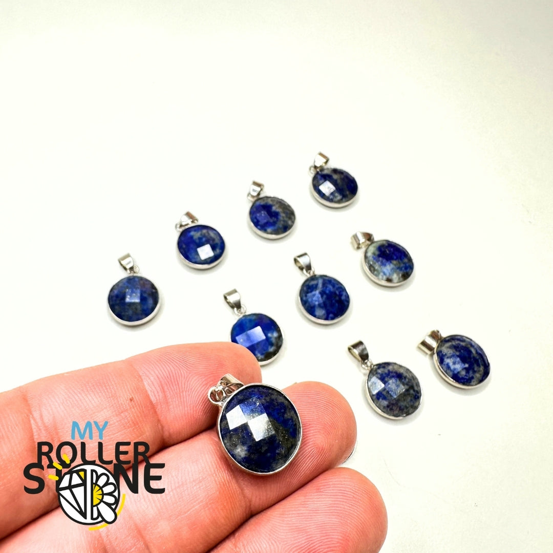 Pendentif Rond Facetté Lapis Lazuli