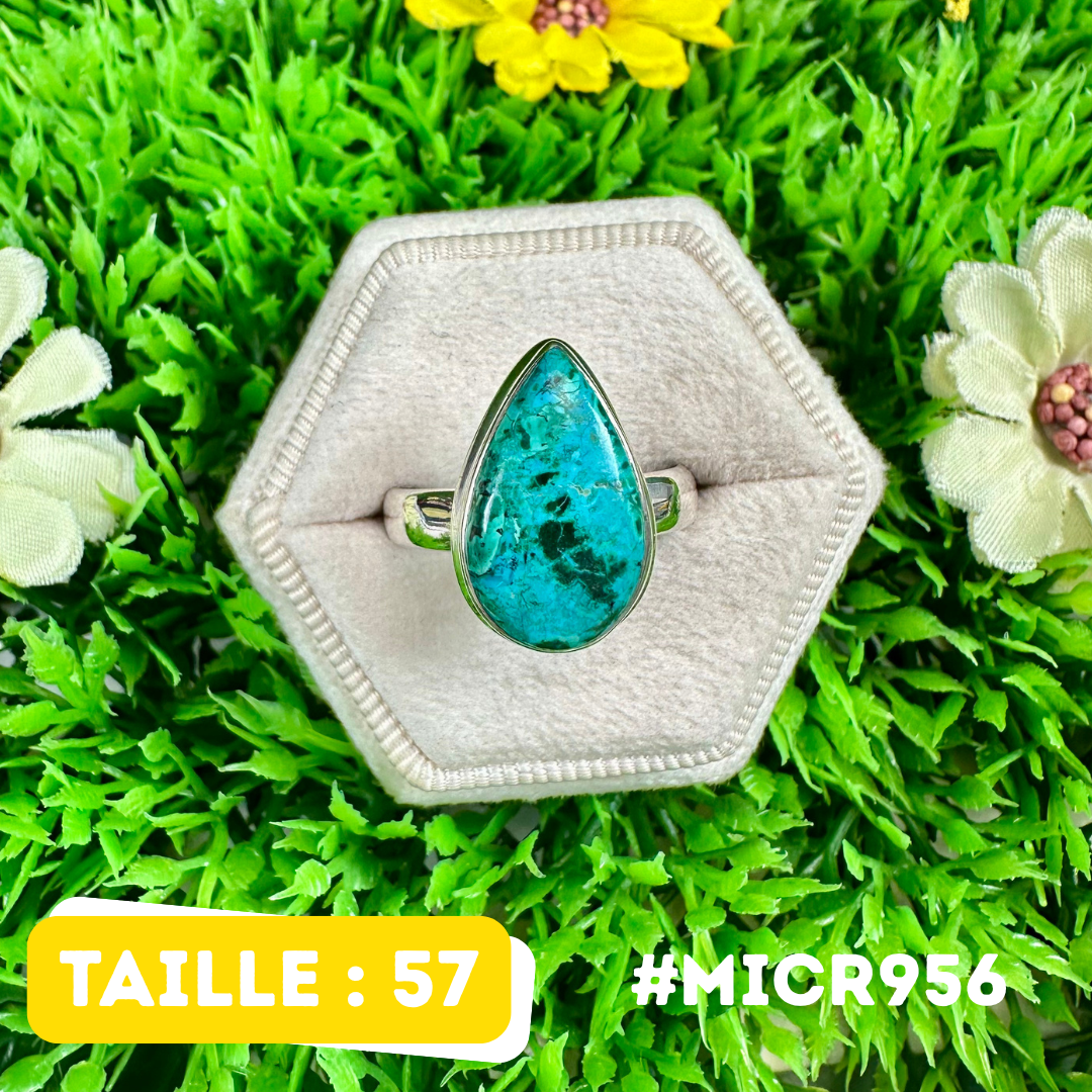 Bague Malachite Chrysocolle Argent 925 #MICR956