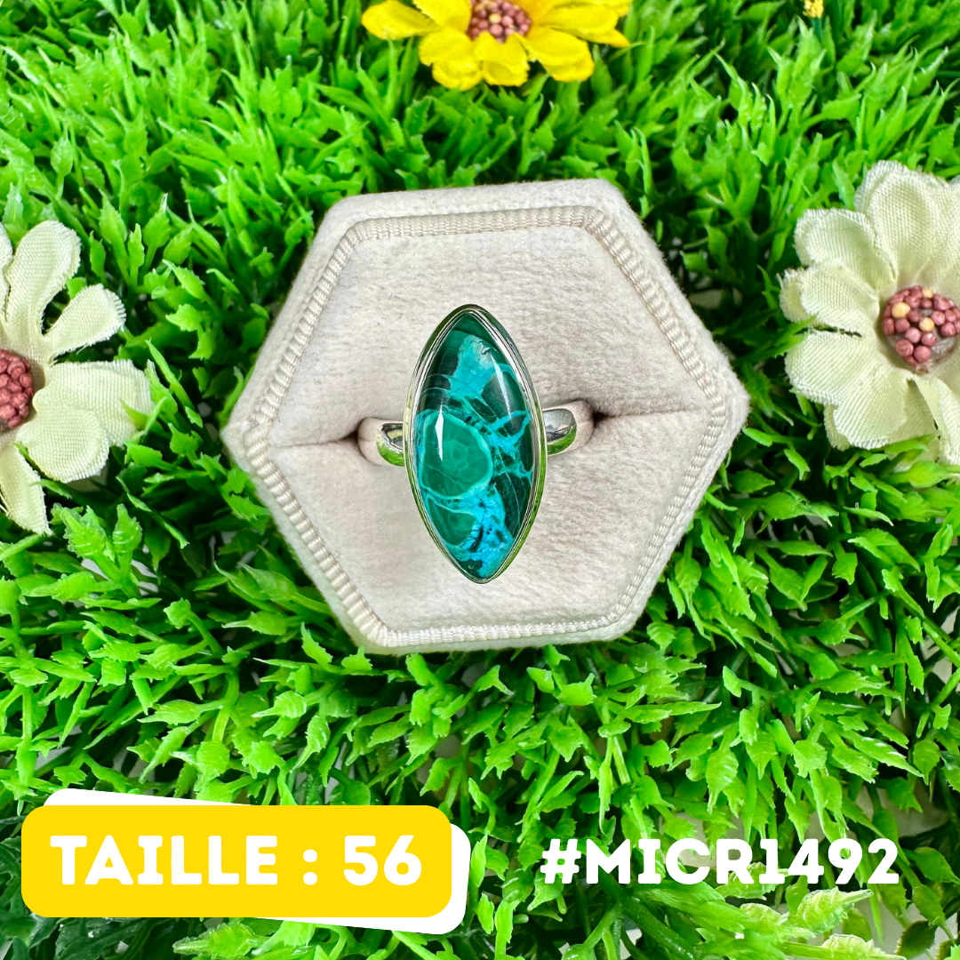 Bague Malachite Chrysocolle Argent 925 #MICR1492