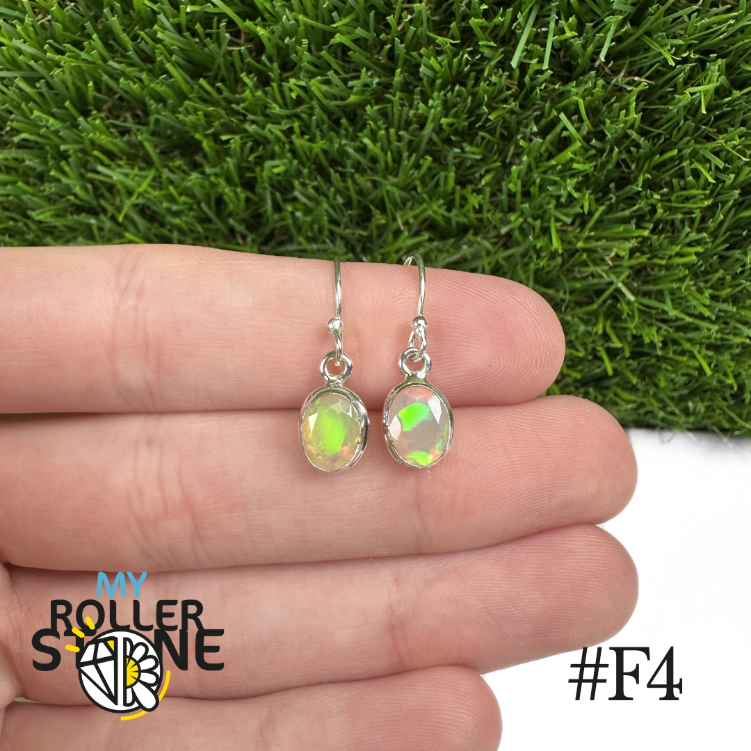 Boucles d'oreilles Opale Éthiopienne Ovale Rebord 9X8 MM En Argent 925