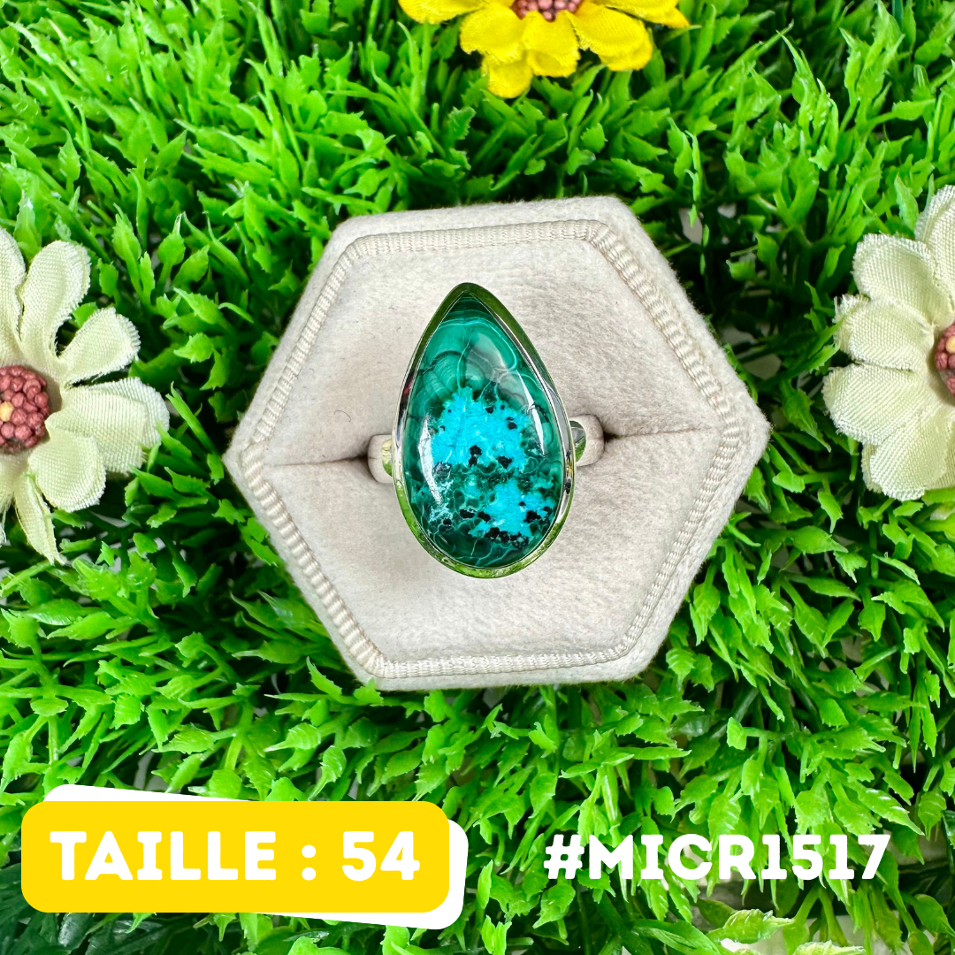 Bague Malachite Chrysocolle Argent 925 #MICR1517