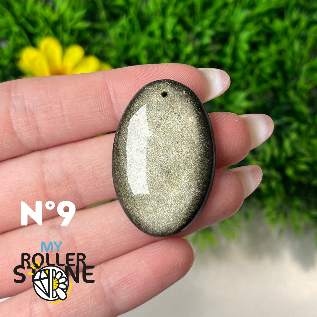 Pendentif Obsidienne dorée 5A percé