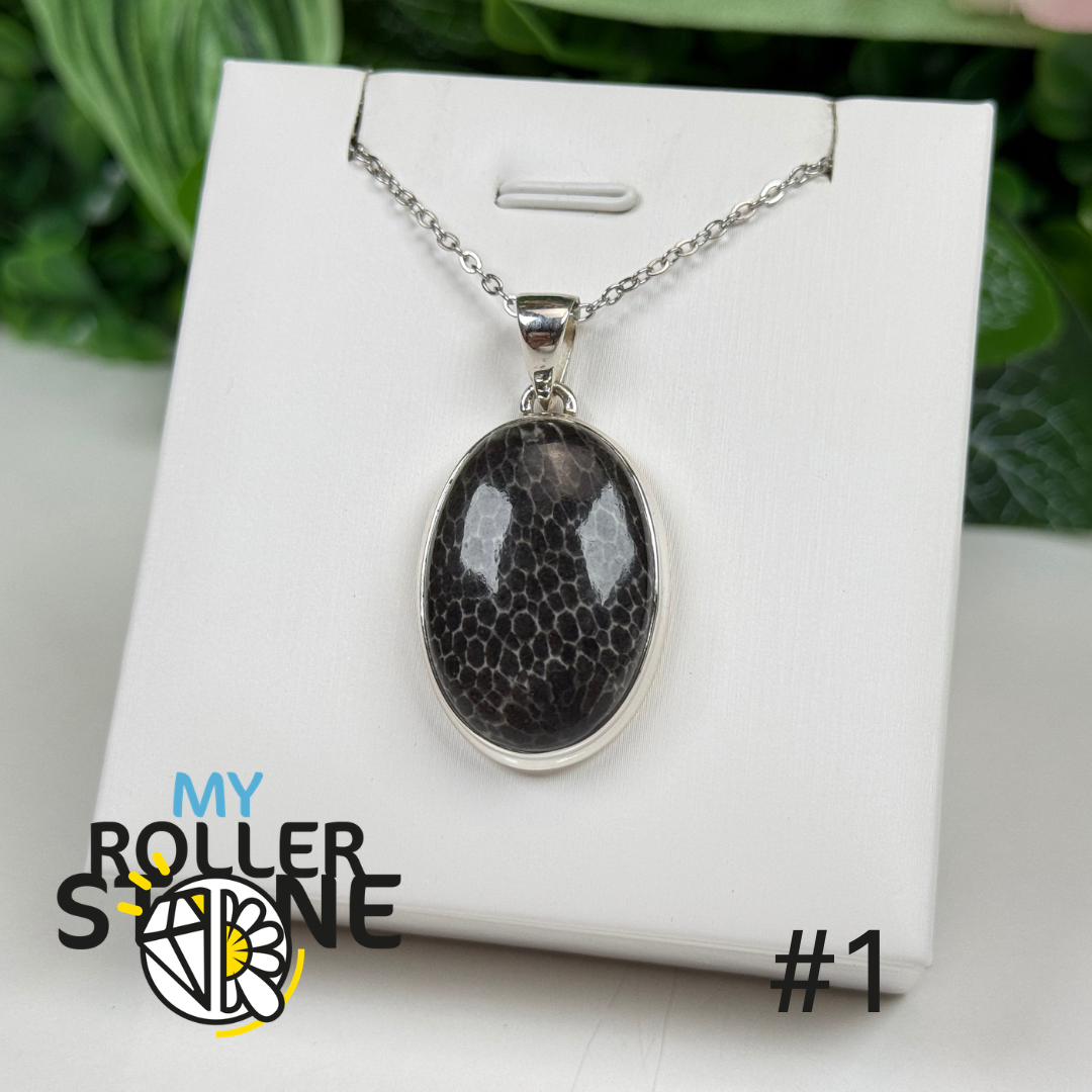 Pendentif argent corail noir #LCP1