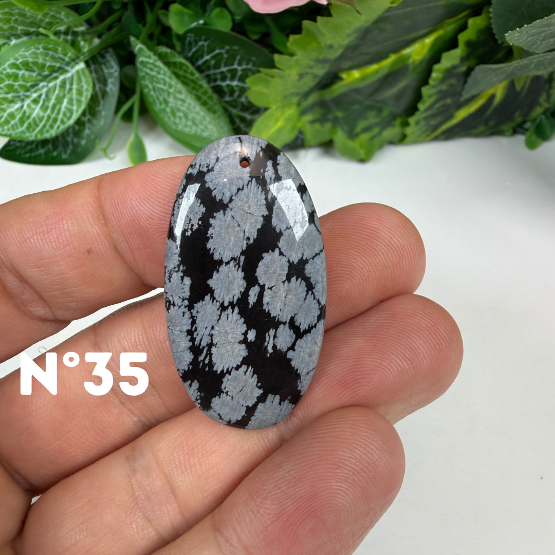 Pendentif Obsidienne flocon de neige 5A percé