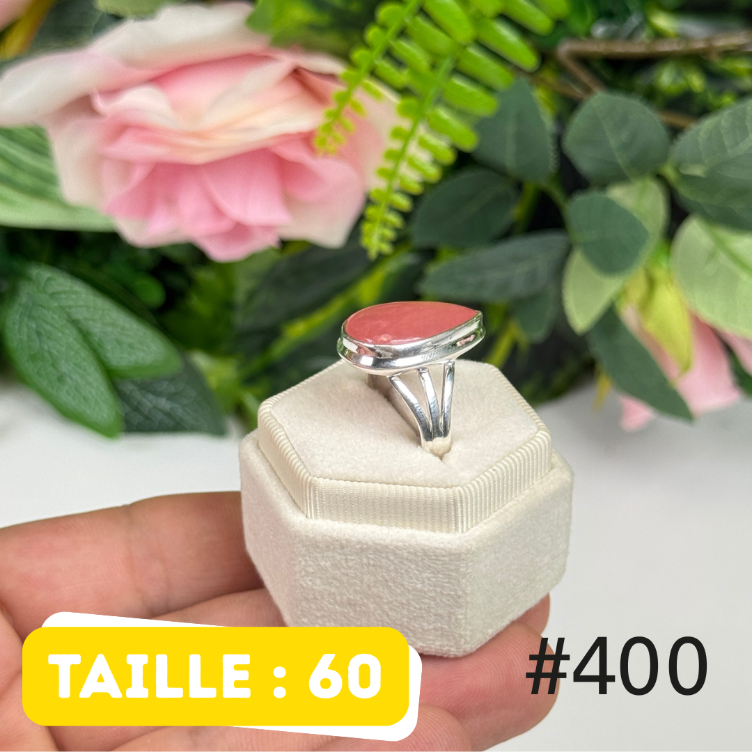 Bague argent 925 rhodochrosite translucide #R400