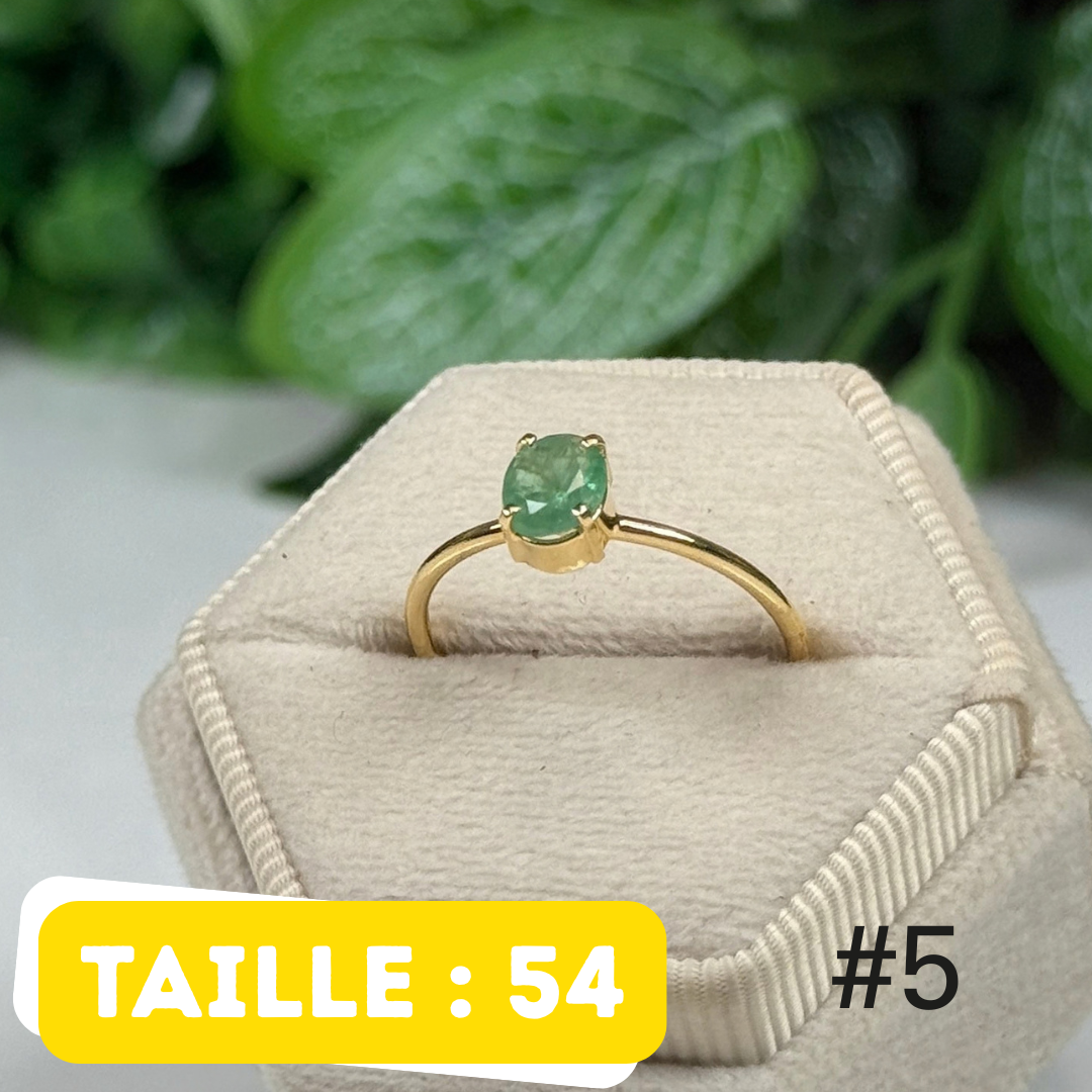 Bague Émeraude Argent 925 Plaqué Or #5