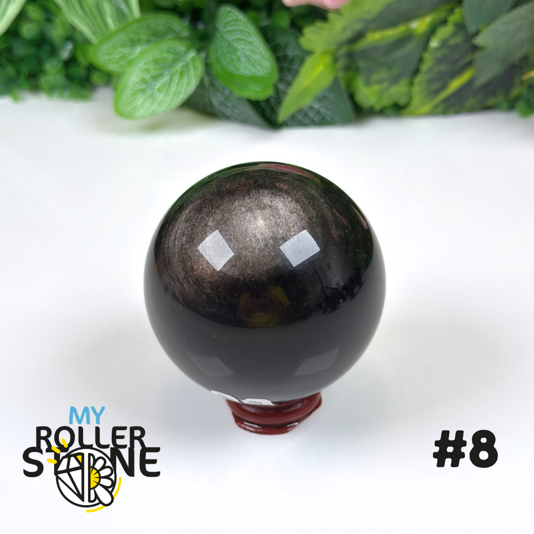 Sphère en Obsidienne argentée