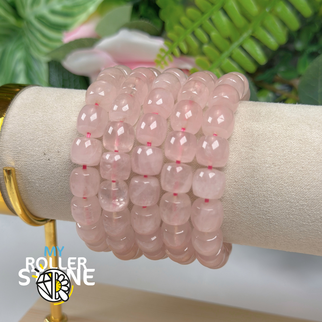 Bracelet Perle Baril Quartz rose 5A 