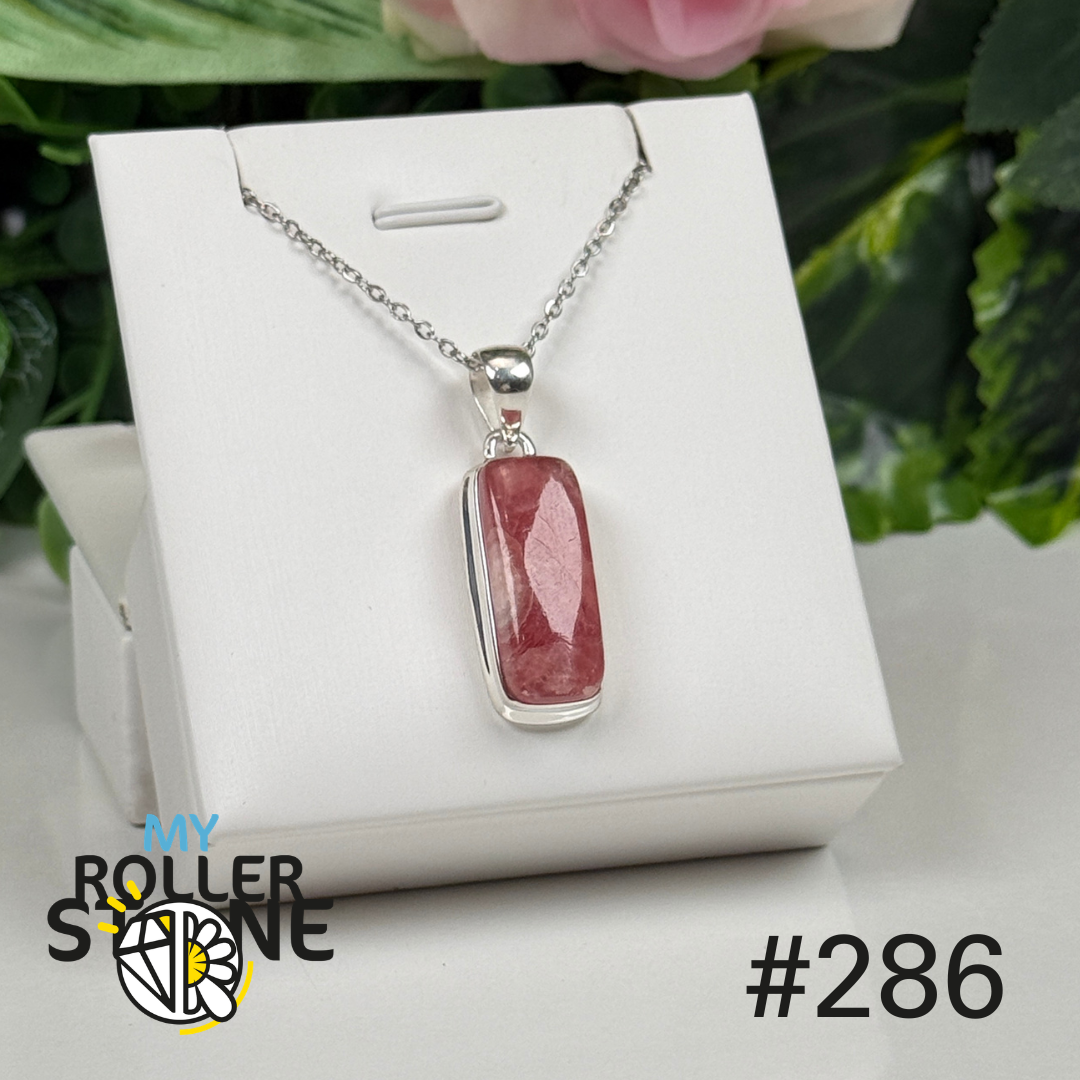 Pendentif argent 925 rhodochrosite translucide #P286
